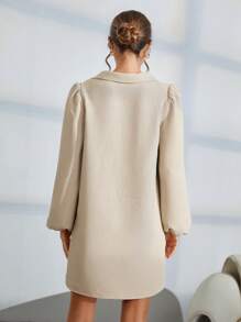 SHEIN Essnce Women's Solid Color Lantern Sleeve Dress
