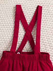 Conjunto De Niño Pequeño Con Camisa Blanca Sencilla Y Pantalones Rojos Con Tirantes, Atuendo De Caballero - Multicolor - Ver 7