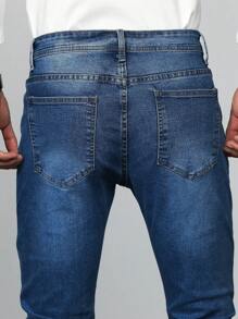 Manfinity LEGND Men's Ripped Casual Slim Fit Jeans With Tapered Leg