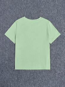 夏季圓領短袖休閒 'young Boy' 字母印花t恤 - 薄荷綠 - 查看 2