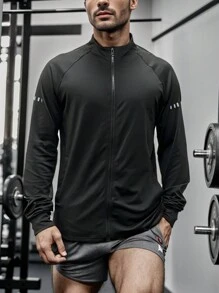 Manfinity Sport Streetwear Áo khoác thể thao có khóa kéo cho nam - màu đen - Xem 1