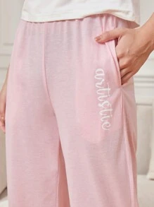 Women's Letter Printed Lounge Pants - Pink - View 5