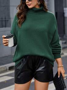 Calvaya Große Größe Pullover mit Rollkragen, Fledermausärmeln,