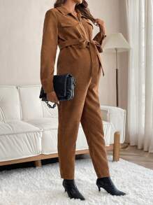 孕婦連體褲 - 棕色 - 查看 1