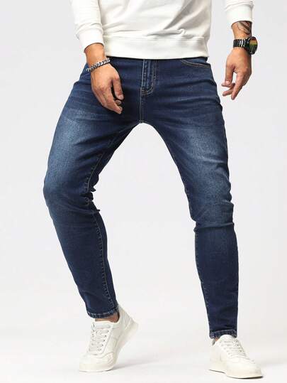 Guys Bleach Wash Skinny Jeans