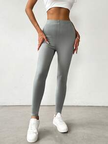 SHEIN Essnce Của phụ nữ Màu thuần Xà cạp - Màu xám đen - Xem 6