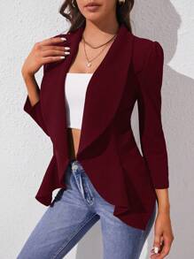 SHEIN Tall Khăn quàng Mở Mặt trước Áo vest - Màu Đỏ Sâu - Xem 5