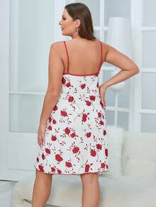 Lãng mạn Và Thanh lịch Mô hình hoa Kích thước lớn Máy treo Áo ngủ dài - Màu be - Xem 2