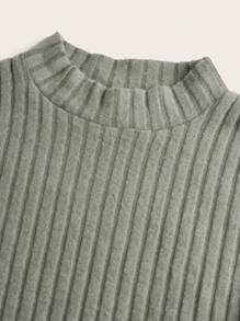 青少年女孩小高領交叉下擺T恤和裙子 - 薄荷綠 - 查看 3