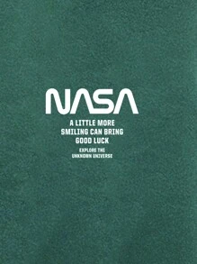 RueChic Men's Letter Pattern Hooded Sweatshirt With Drawstring And Jogger Pants Two-piece Set - Dark Green - View 3