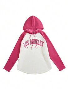 SHEIN EZwear Đồ họa Chữ cái Tay Raglan Dây rút áo có mũ Áo thun - Nhiều màu - Xem 5