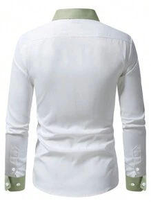 Manfinity Mode Men's Single-breasted Long Sleeve Shirt - White - View 2