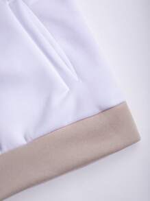 Aesthetic Post--Men's Letter Printed Color-Blocking Hooded Sweatshirt & Pants Set With Zipper & Drawstring Detail - Khaki - View 5