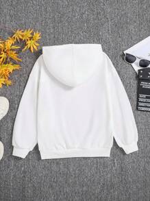 SHEIN Tween Girl Letter Graphic Sweatshirt - White - View 2