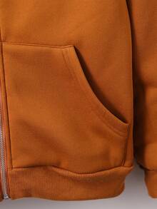 少女拉链落肩卫衣（不含T恤） - 棕色 - 查看 5