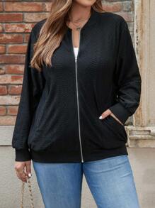 EMERY ROSE 大碼女性刺繡棒球服 - 黑色 - 查看 1