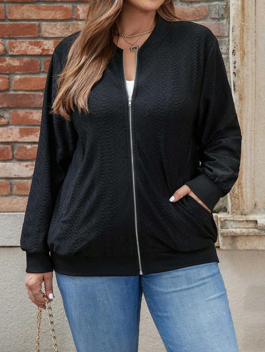 EMERY ROSE 大碼女性刺繡棒球服 - 黑色 - 查看 1