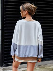 SHEIN Essnce 女士彩色字母印花下沉肩連帽衛衣 - 彩色 - 查看 4