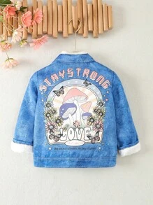 SHEIN Áo khoác lót giữ nhiệt thông thường cho bé gái cho mùa thu đông - Màu xanh lam - Xem 7