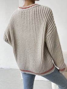 SHEIN Essnce Women'S Drop Shoulder Sweater - Apricot - View 2