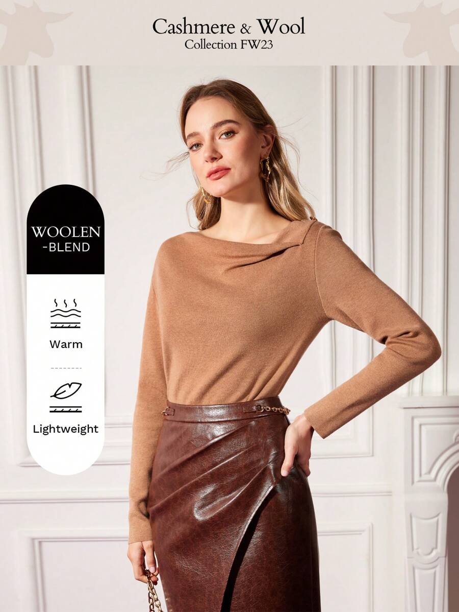 MOTF PREMIUM ASYMMETRICAL WOOL-BLEND SWEATER