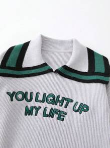 SHEIN 少女字母繡花領毛衣