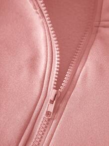 INAWLY Plus Size Drop Shoulder Zipper Half Placket Sweatshirt