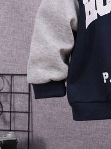 SHEIN Traje De 2 Piezas Con Sudadera Y Pantalones De Manga Larga Con Estampado De Letras Para Bebé Niño