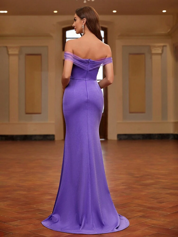 Off Shoulder Mermaid Hem Formal Dress