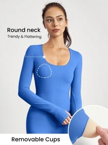 GLOWMODE Featherfit™ 圓領收腹連身褲全長款 - Blue Power - 查看 4