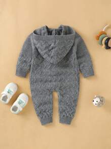嬰兒女孩連帽長袖毛衣連身褲,瑞格蘭袖