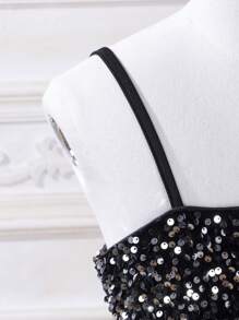 SHEIN Tween Girls 魅力亮片紧身派对连衣裙，适合生日派对、晚会、表演、婚礼