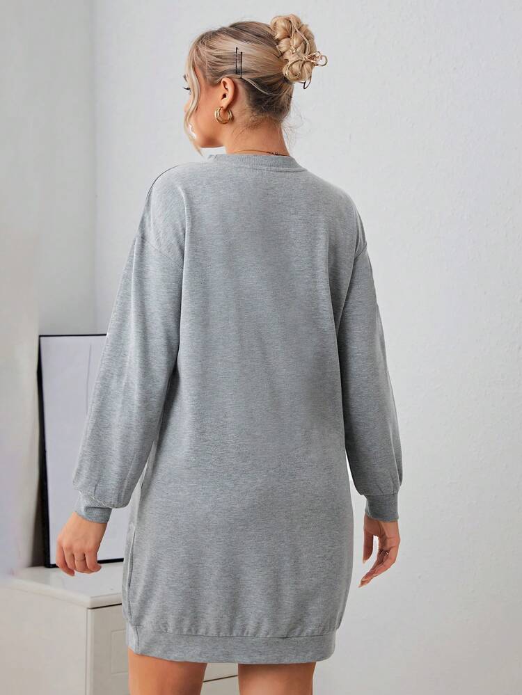 Maternity Letter Graphic Drop Shoulder Sweatshirt Dress, For Winter