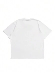 Men's Round Neck T-shirt With Slogan Printed - White - View 2