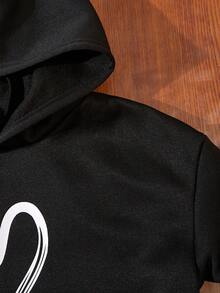 少女两件套心形印花落肩保暖卫衣 - 彩色 - 查看 6