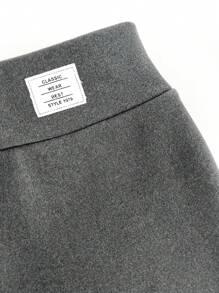 SHEIN EZwear Quần legging dệt kim lót nhiệt - Màu xám đen - Xem 5