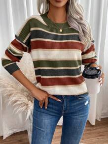 SHEIN Essnce Khối màu Vòng cổ Áo len Với Thả vai Tay áo - Nhiều màu - Xem 5