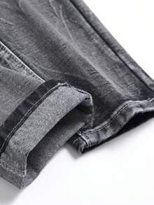 男孩仿舊牛仔褲 - 黑色 - 查看 3