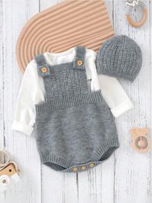 嬰兒連身毛衣連身褲 - 灰色 - 查看 1