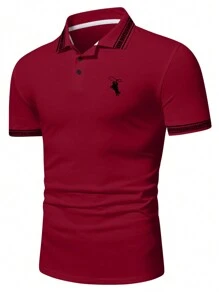Manfinity Homme Men's Horse Riding Print Polo Shirt - Red - View 4