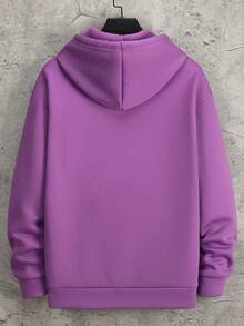 Manfinity LEGND Nam Áo nỉ có mũ Với In thư - Màu tím - Xem 2