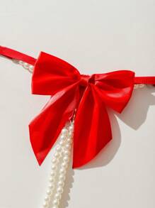 SHEIN 女士仿珍珠蝴蝶结性感丁字裤内衣