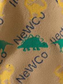 男童文字与恐龙印花圆领套头衫 - 卡其色 - 查看 3