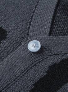 Manfinity EMRG Men Letter Pattern Cardigan - Dark Grey - View 3