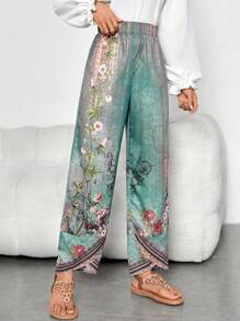EMERY ROSE Floral Print Wide Leg Pants - Multicolor - View 4