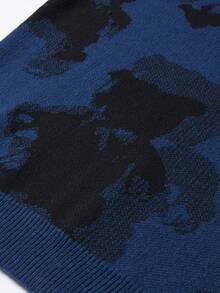 Manfinity Hypemode Suéter De Cuello Redondo Con Estampado De Dibujos Animados Holgado Para Hombre - azul real - Ver 5