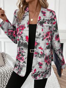 SHEIN LUNE 印花開襟衫西裝外套 - 彩色 - 查看 3