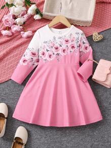 SHEIN Cô Gái Trẻ In hoa Đầm - Nhiều màu - Xem 1