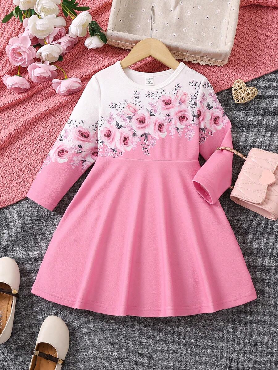 SHEIN Cô Gái Trẻ In hoa Đầm - Nhiều màu - Xem 1