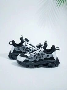 Children's Spring And Autumn Rotating Buckle, Easy To Wear And Breathable Mesh Upper And Shock Absorbing Outsole Sports Shoes